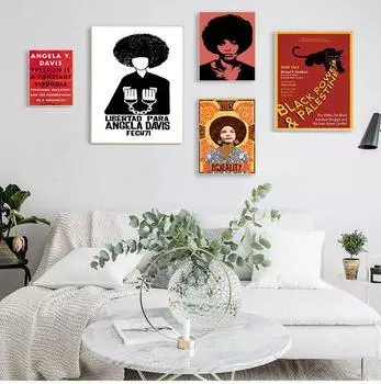 Черная пантера вечеринка Анджела Дэвис Лидер свободы Холст Картина Винтажная картина крафт-плакат с покрытием стикер на стену домашний декор подарок без рамки 21*30cm