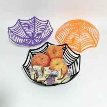Черная паутина на Хэллоуин, фруктовая тарелка, корзина для конфет и печенья, товары для украшения вечеринки в честь Хэллоуина, детский подарок светло-серый