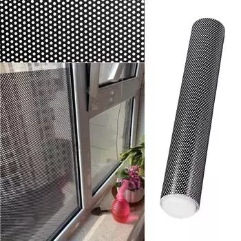 Черная перфорированная ПВХ-пленка для окон, солнцезащитная фольга, сетчатые наклейки, наклейки для окон в комнатах, наклейки для стеклянных дверей в офисах 30x120cm чёрный