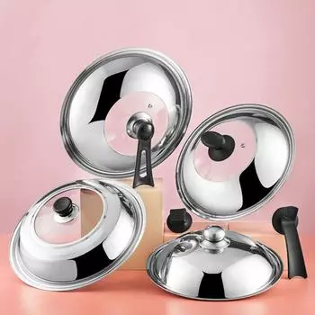 Черная пластиковая ручка из нержавеющей стали, видимая крышка кастрюли, 28/30/32/34/36/38 см, блюдо с крышкой для сковороды