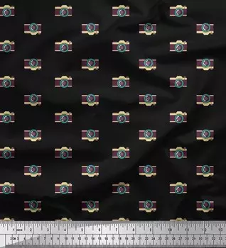 Черная полиэфирная креповая ткань Soimoi, рубашка для шитья с принтом и принтом, BTY, 42 дюйма