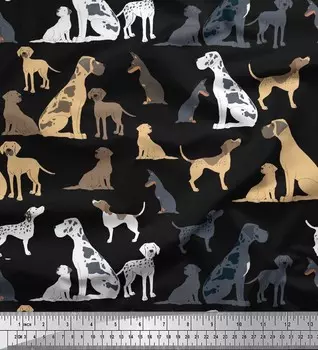 Черная полиэфирная креповая ткань Soimoi, смешанная швейная ткань с принтом собаки BTY, ширина 42 дюйма 42 Inch Wide - Poly Crepe зелёный
