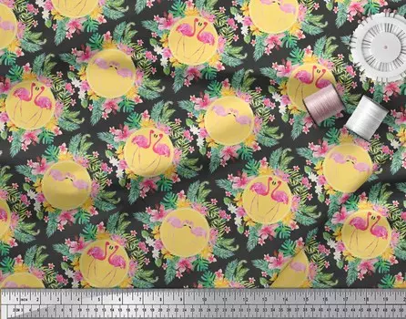 Черная полиэфирная креповая ткань Soimoi, ткань для декора фламинго и птиц, печатный метр, 42 дюйма 42 Inch Wide - Poly Crepe коричневый