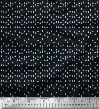 Черная полиэфирная креповая ткань Soimoi, ткань с принтом в виде капель дождя, 42 дюйма, в ярдах 42 Inch Wide - Poly Crepe чёрный