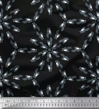 Черная полиэфирная креповая ткань Soimoi, ткань с принтом кошек и животных шириной 42 дюйма в ярдах 42 Inch Wide - Poly Crepe чёрный