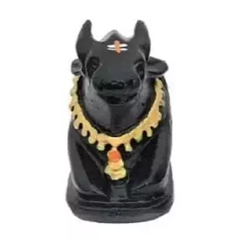 Черная полирезиновая маленькая статуэтка быка Нанди Джи Махараджа для дома, для поклонения Шивалингаму, для пуджи, для Васту, на приборную панель автомобиля, фэнтези, 7,5 см, 3 см чёрный