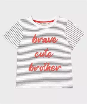 Черная полосатая футболка с принтом Brave для мальчиков