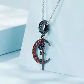 Черная позолоченная лунная роза DIY кулон на Хэллоуин темный 925 стерлингового серебра кулон ювелирные изделия для Хэллоуина личные подарки чёрный