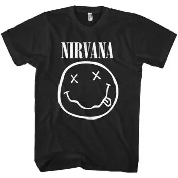 Черная приталенная футболка унисекс Nirvana White Smiley S