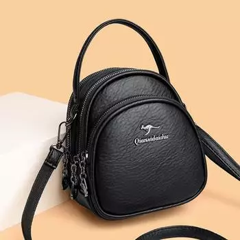 Черная простая многослойная сумка для мобильного телефона на осень для женщин, сумка-ракушка для женщин среднего возраста, сумка для мам на одно плечо через плечо