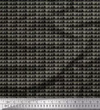 Черная японская креп-сатиновая ткань Soimoi, мазки и точки, ткань с абстрактным принтом на метр, 42 дюйма 42 Inch Wide - Poly Georgette чёрный