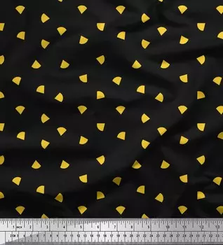 Черная японская креп-сатиновая ткань Soimoi начос и сальса с пищевым принтом, ткань для рукоделия шириной 42 дюйма по метрам 42 Inch Wide - Poly Crepe чёрный