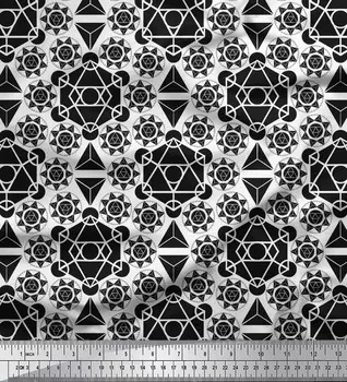 Черная японская креп-сатиновая ткань Soimoi, священная геометрическая ткань с принтом на метр, 42 дюйма 42 Inch Wide - Poly Crepe коричневый