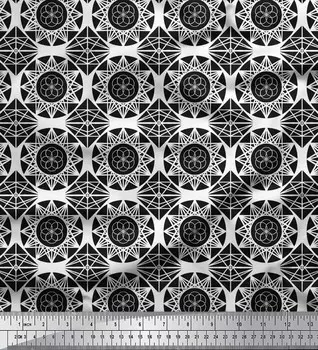 Черная японская креп-сатиновая ткань Soimoi, ткань с геометрическим принтом и геометрическим принтом на метр, 42 дюйма 42 Inch Wide - Poly Crepe фиолетовый