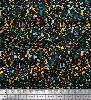 Черная японская креп-сатиновая ткань Soimoi, ткань с мозаичным принтом аборигенов, 42 дюйма по метрам 42 Inch Wide - Cotton Voile чёрный