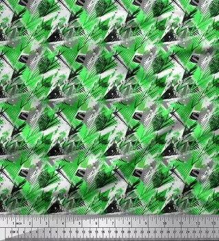 Черная японская креп-сатиновая ткань Soimoi, ткань со звездами и мазками с абстрактным принтом, 1 метр, 42 дюйма 42 Inch Wide - Poly Crepe чёрный