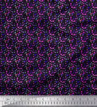 Черная японская креп-сатиновая ткань Soimoi в горошек с принтом по метрам 42 дюйма 42 Inch Wide - Cotton Voile чёрный