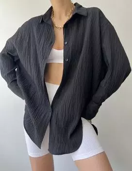 Черная рубашка оверсайз Durres