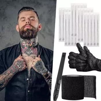 Черная ручка ручной работы 1 3 5 7 9RL Набор игл для ручного шитья чёрный