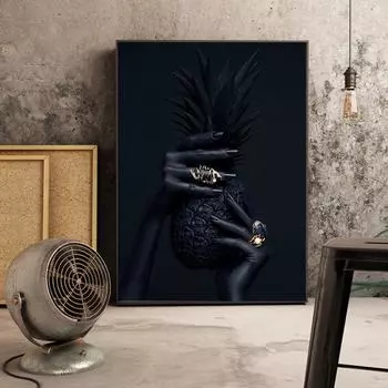 Черная рука с ананасом, золотое кольцо, картины, холст, живопись, настенное искусство, африканские постеры и принты для декора гостиной, Cuadros 21cm30cm NoFrame