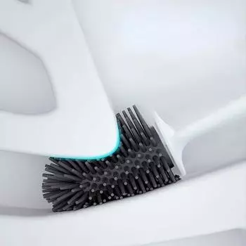 Черная щетка для унитаза в ванной комнате Мягкая силиконовая головка TPR Без мертвых углов Напольные щетки для уборки для дома Аксессуары для туалета белый