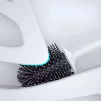 Черная щетка для унитаза в ванной комнате Мягкая силиконовая головка TPR Без мертвых углов Напольные щетки для уборки для дома Аксессуары для туалета