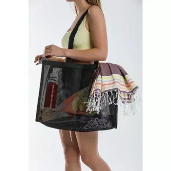 Черная сетчатая пляжная сумка унисекс для покупок