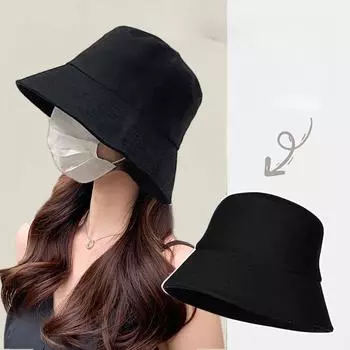 Черная шляпа рыбака, женская шляпа-тазик, весна-осень, корейская повседневная японская шляпа с защитой от солнца чёрный