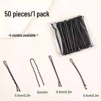 Черная шпилька с одной линией для боковой челки, модный аксессуар для волос 2024 года. U-shaped 50 pieces чёрный