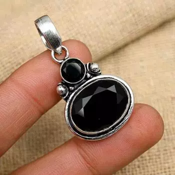 Черная шпинель, драгоценный камень, стерлинговое серебро 925 пробы, ювелирные изделия ручной работы, красивый кулон для женщин