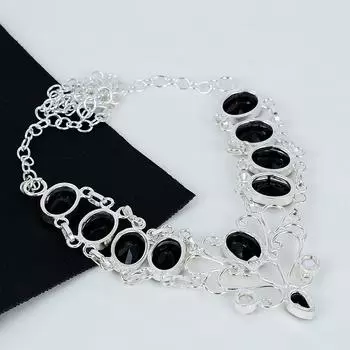 Черная шпинель, Ювелирное колье из перламутра, Ожерелье из стерлингового серебра 925 пробы, Ювелирное колье ручной работы, Ожерелье для мамы, Свадебные украшения 20 чёрный