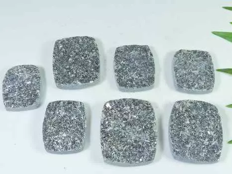 Черная слюда друзы восьмиугольной формы 07 шт. кабошон россыпью драгоценных камней лот 24-31 мм RQ-2753