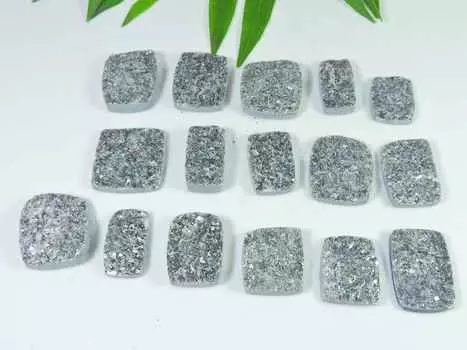 Черная слюда друзы восьмиугольной формы кабошон 16 шт. лот россыпью драгоценных камней 19-21 мм RQ-2751