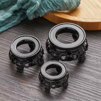 Черная смола хрустальный шар основание сфера пьедестал дисплей стенд фиксированное сиденье фото реквизит настольное украшение домашний декор A