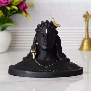 Черная смола Статуя Адийоги Шивы для приборной панели автомобиля| Статуя Адийоги для домашнего декора, комнаты для пуджи, офиса| Мурти Шива Махадева, Идол Господа Шивы, Подарок чёрный