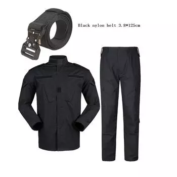 Черная спецодежда, костюм из рипстопа, блузка, брюки-карго, комплект униформы охраны с металлической пряжкой ремня XS