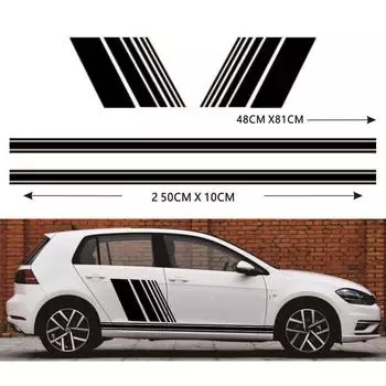 Черная спортивная гоночная полоса графическая наклейка наклейка на кузов автомобиля боковая дверь виниловая наклейка