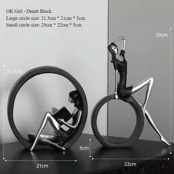 Черная статуэтка девушки подойдет для домашнего офиса, гостиной, украшения обеденного стола, комнаты для чтения, спальни, кофейной стойки, украшения рабочего стола. чёрный