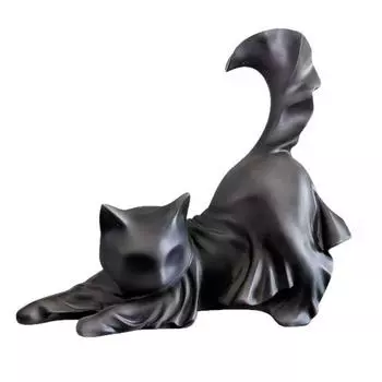 Черная статуэтка кошки-призрака из смолы, фигурка кошки-призрака на Хэллоуин, готическая скульптура кошки для украшения дома, каминной полки, шкафа Cat