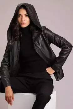 Черная стильная куртка из натуральной мягкой овчины в стиле мотоцикла для женщин-байкеров XS чёрный
