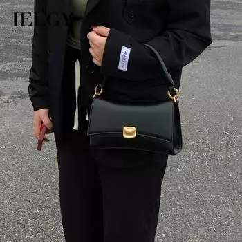 Черная сумка IELGY для ношения под мышкой, одно плечо в стиле ретро, небольшая квадратная сумка, можно носить крест-накрест чёрный