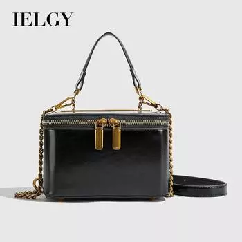Черная сумка IELGY, модная пригородная сумка на одно плечо с наклоном, элегантная и универсальная маленькая сумочка. чёрный