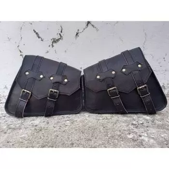 Черная сумка из кожи ручной работы, сумка-седло для мотоцикла, 2-сторонняя сумка для багажа, сумки-седла для мотоцикла 11 x 9 x 4 in чёрный