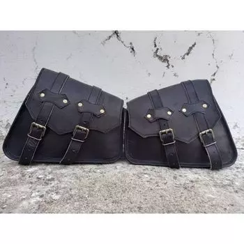 Черная сумка из кожи ручной работы, сумка-седло для мотоцикла, 2-сторонняя сумка для багажа, сумки-седла для мотоцикла 11 x 9 x 4 in чёрный