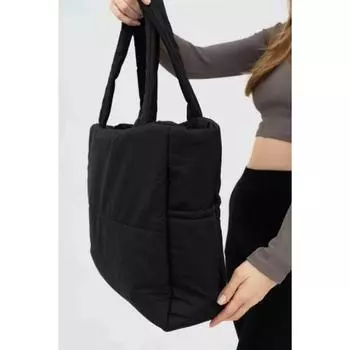 Черная сумка-шоппер из ткани с тиснением Lula Napoli Black