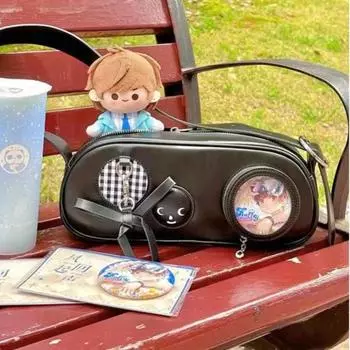 Черная сумка в японском стиле для женщин в стиле Лолита с прозрачным бантом, повседневные сумки через плечо для женщин в стиле Харадзюку, шикарные сумки Ita