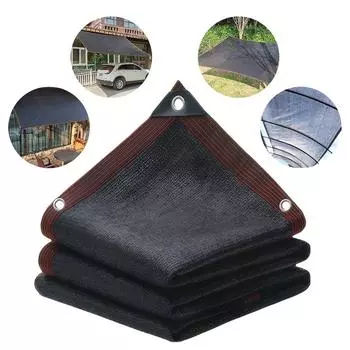 Черная тентовая ткань для защиты от солнца, садовая тентовая ткань, прочная сетка-брезент с люверсами, затеняющая сетка от солнца для теплиц, амбаров, питомников, патио