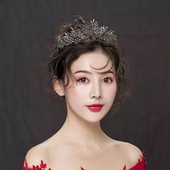 Черная тиара в стиле барокко для невесты, замужней девушки, 18-летней церемонии, дня рождения, короны, аксессуары