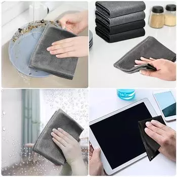 Черная толстая губка для мытья посуды Magic No-Stripe Cleaning Cloth многоразовое микрофибровое многоцелевое полотенце, подходящее для оконного стекла 3 PCS