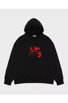 Черная толстовка унисекс с капюшоном 138 D3 Trio